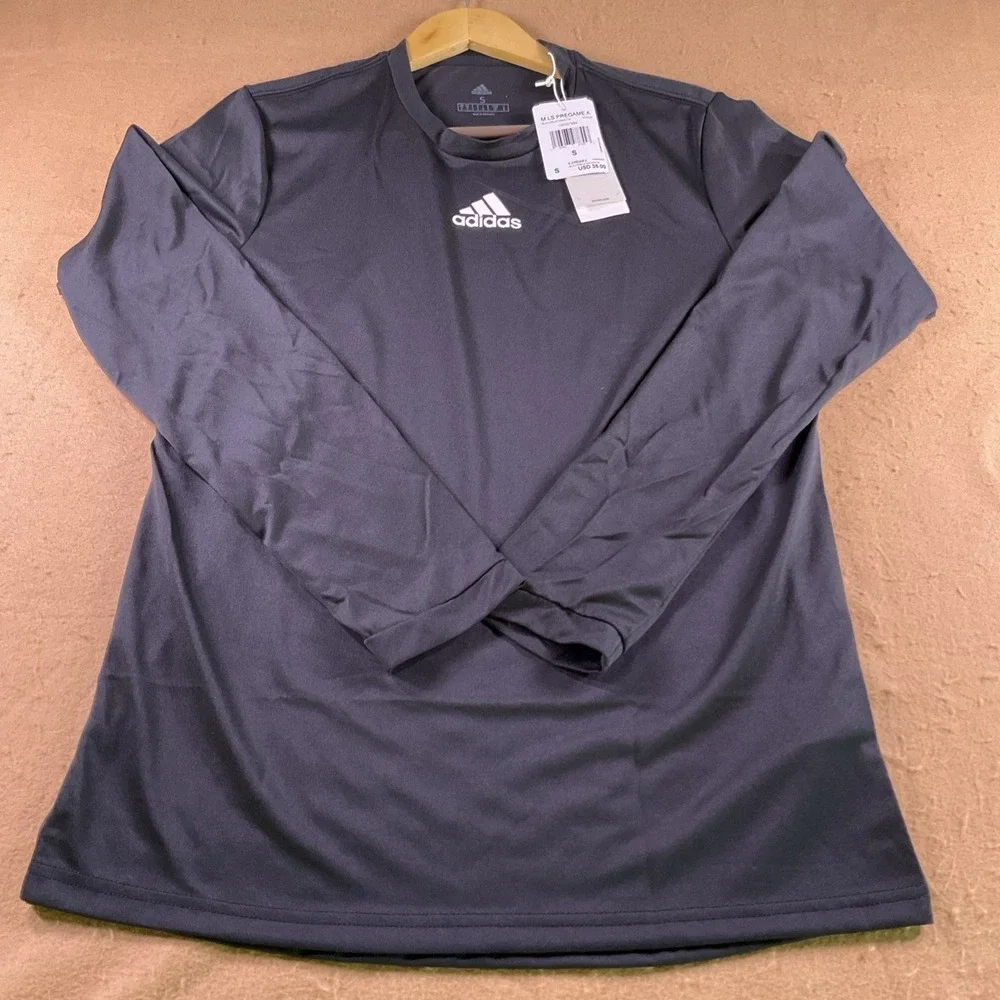 Adidas M LS Pregame A Long Sleeve Training Shirt Black HS9223 Mens Small NEW